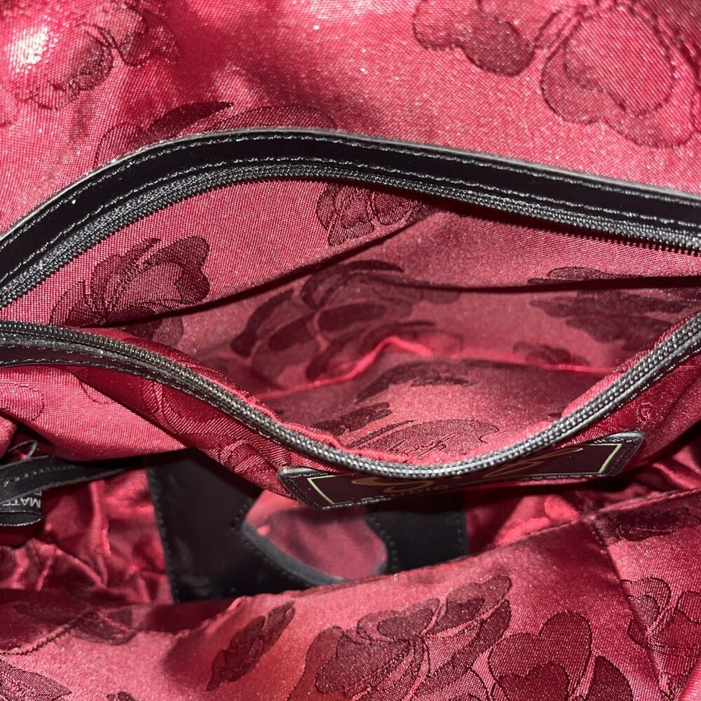 Sharif Studio Embossed Snake  Leather Trim Expanding Purse Burgundy Dust Bag NEW - Picture 14 of 16